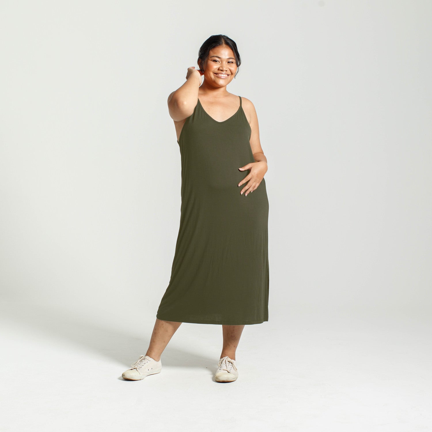 Dorsu singlet dress in olive