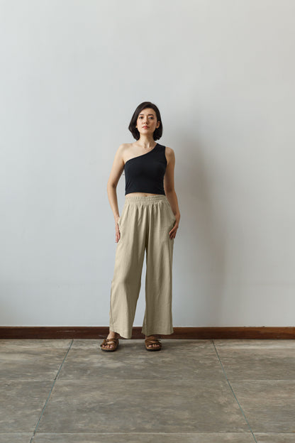 Dorsu wide leg linen pants in stone image 2
