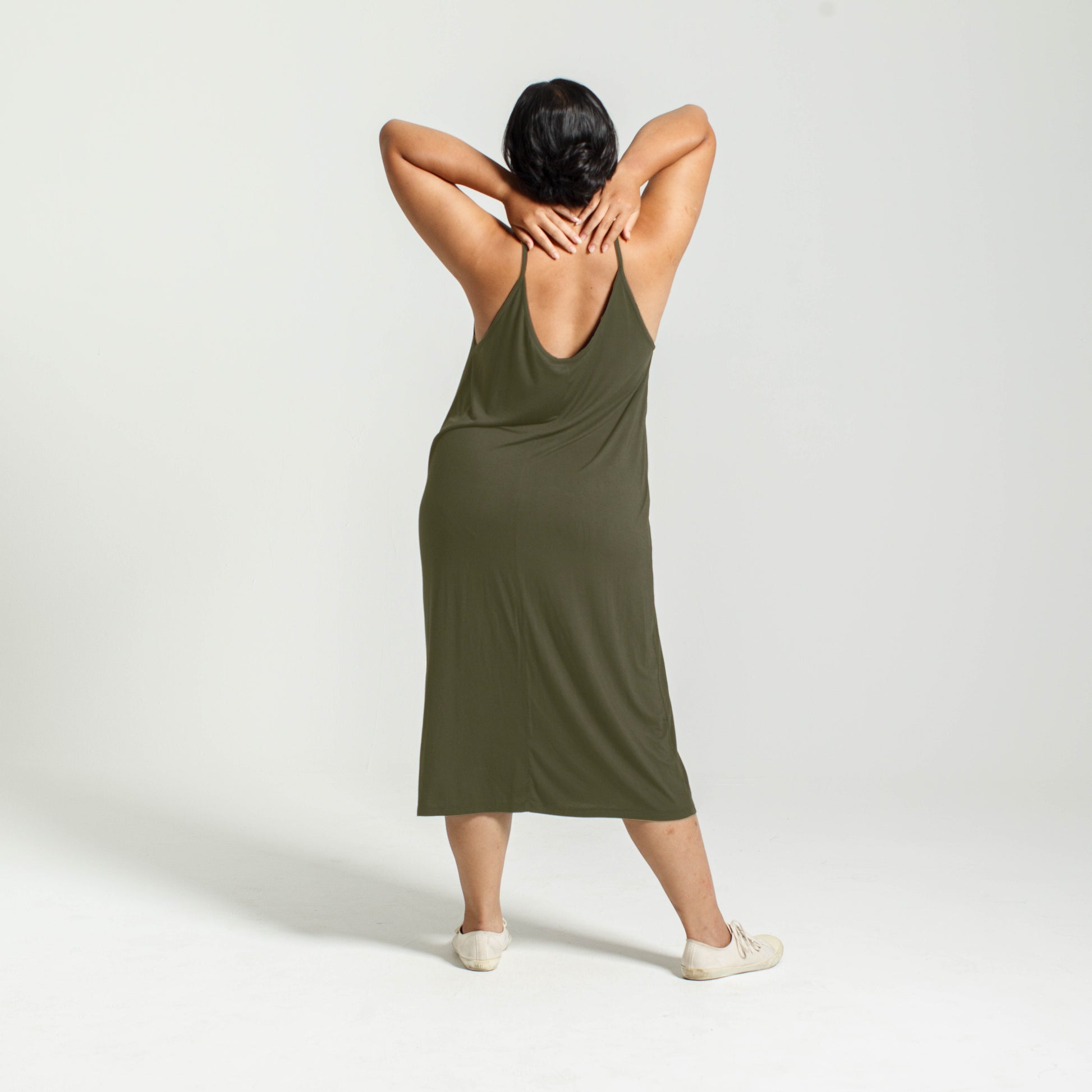 Dorsu singlet dress in olive back view