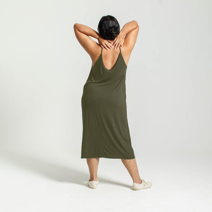 Dorsu singlet dress in olive back view