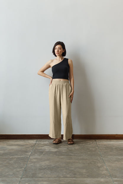 Dorsu wide leg linen pants in stone