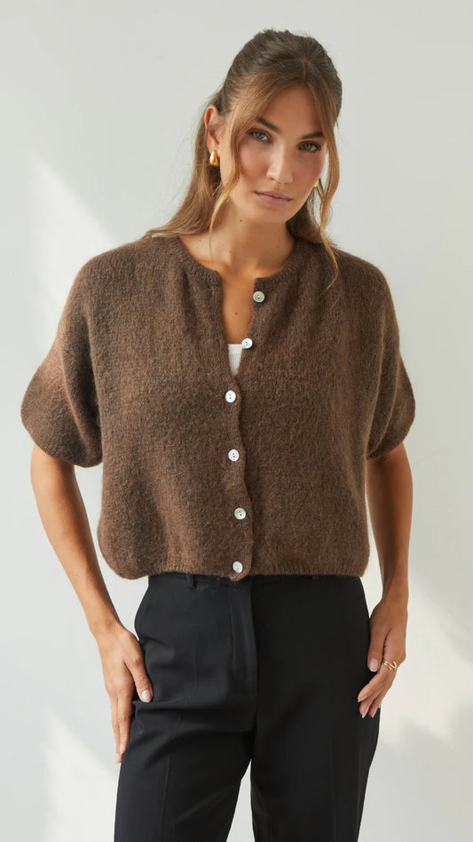 Charli Emme Cardigan in espresso 1