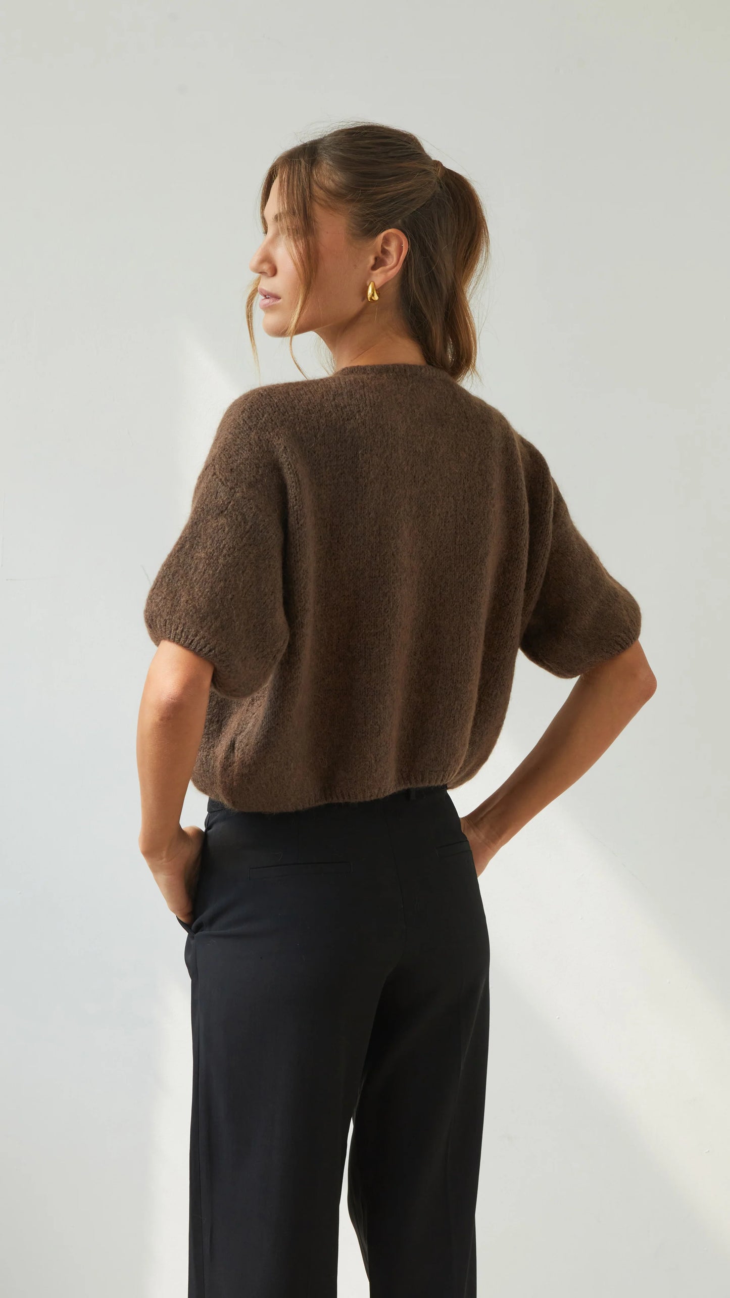 Charli Emme Cardigan in espresso back shot