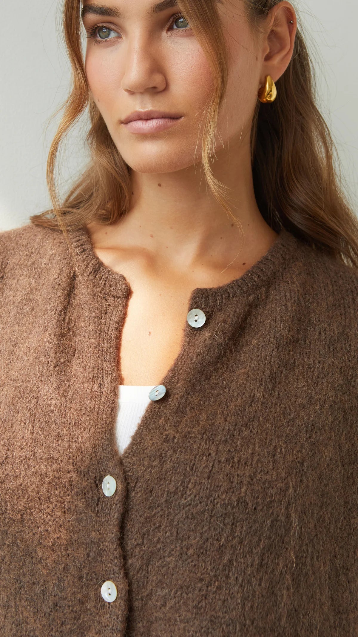Charli Emme Cardigan in espresso close up