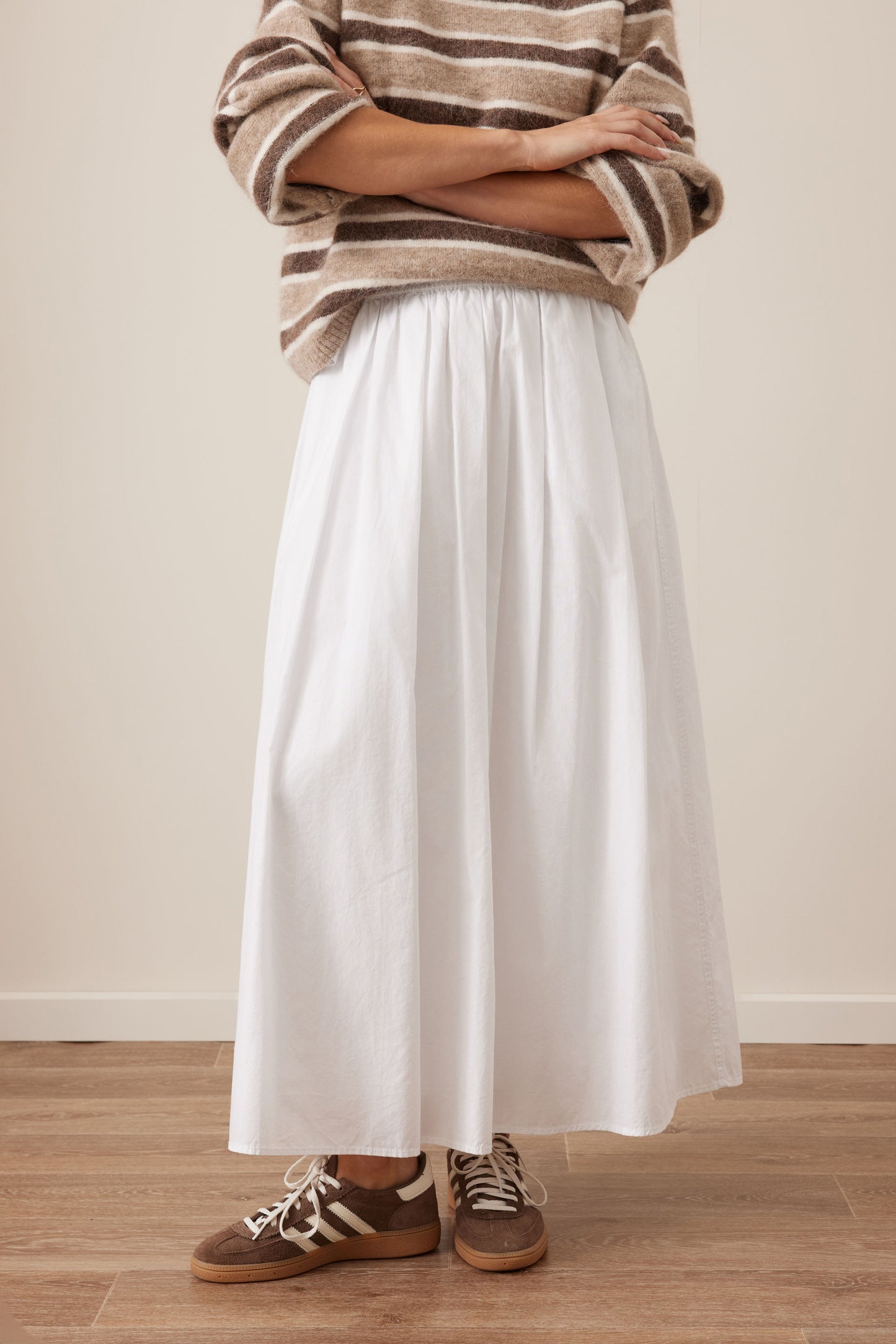 Ceres Life Florence Maxi skirt in white with winter knit 2