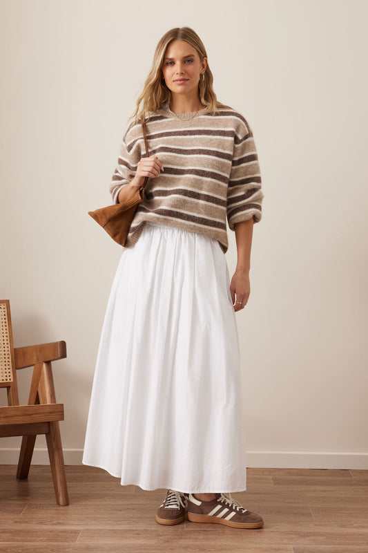 Ceres Life Florence Maxi skirt in white with winter knit