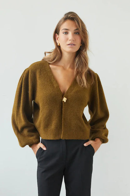 Charli Hollie Cardigan in Khaki 2