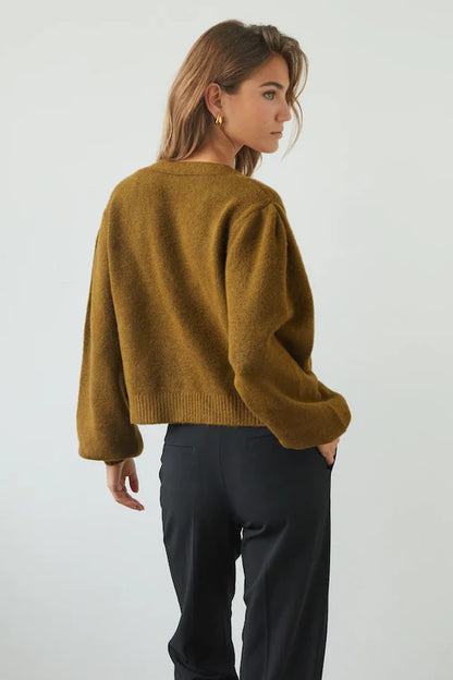 Charli Hollie Cardigan in Khaki back shot