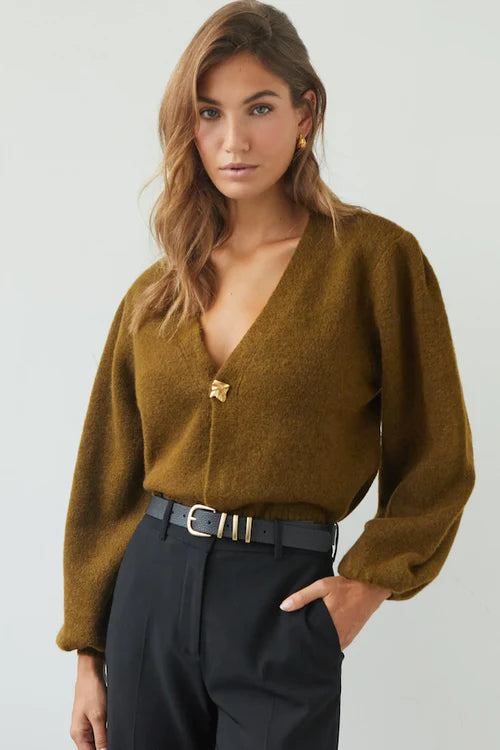 Charli Hollie Cardigan in Khaki 1