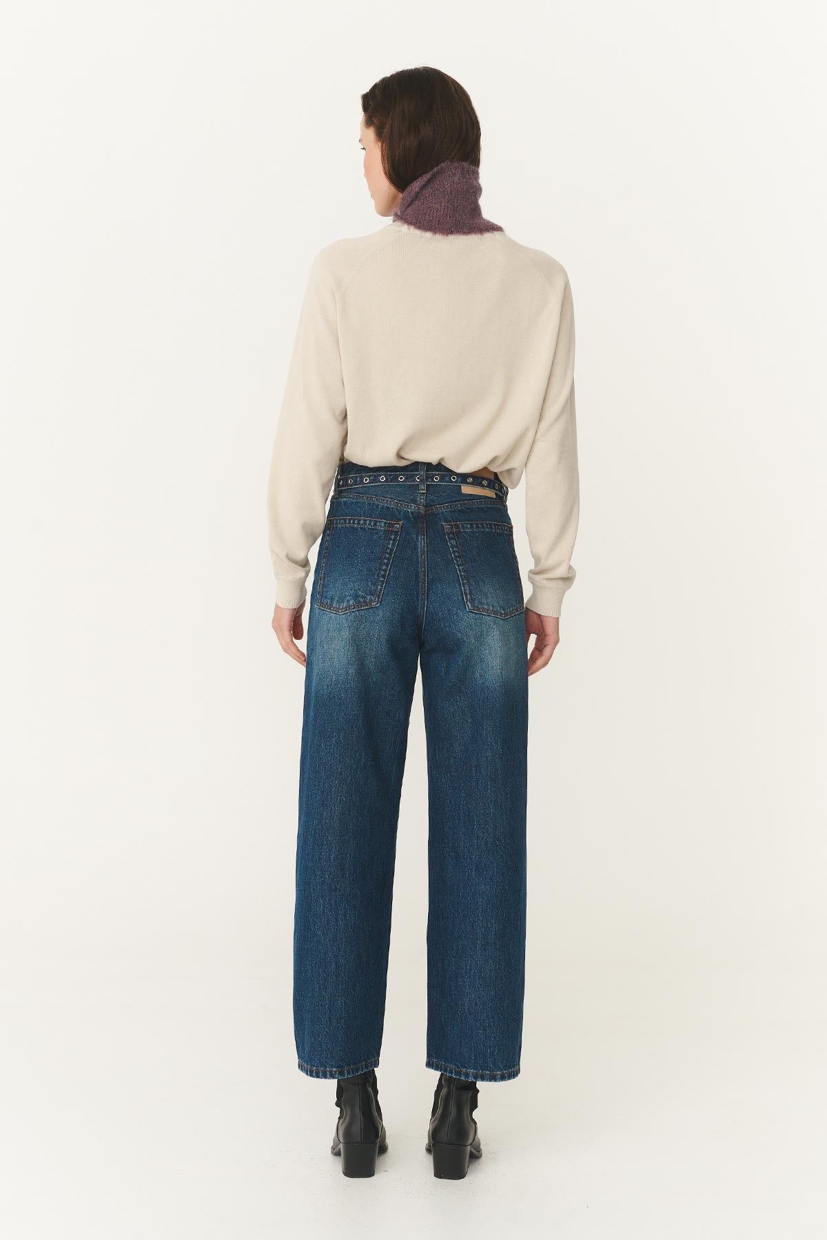 Rowie heritage barrel leg jeans in classic indigo back shot 3