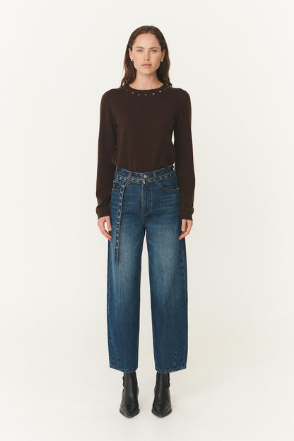 Rowie heritage barrel leg jeans in classic indigo shot 4