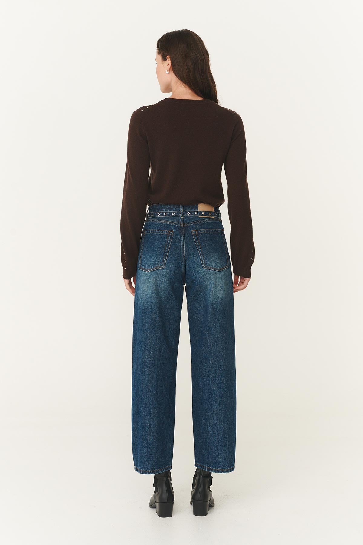 Rowie heritage barrel leg jeans in classic indigo back shot 2