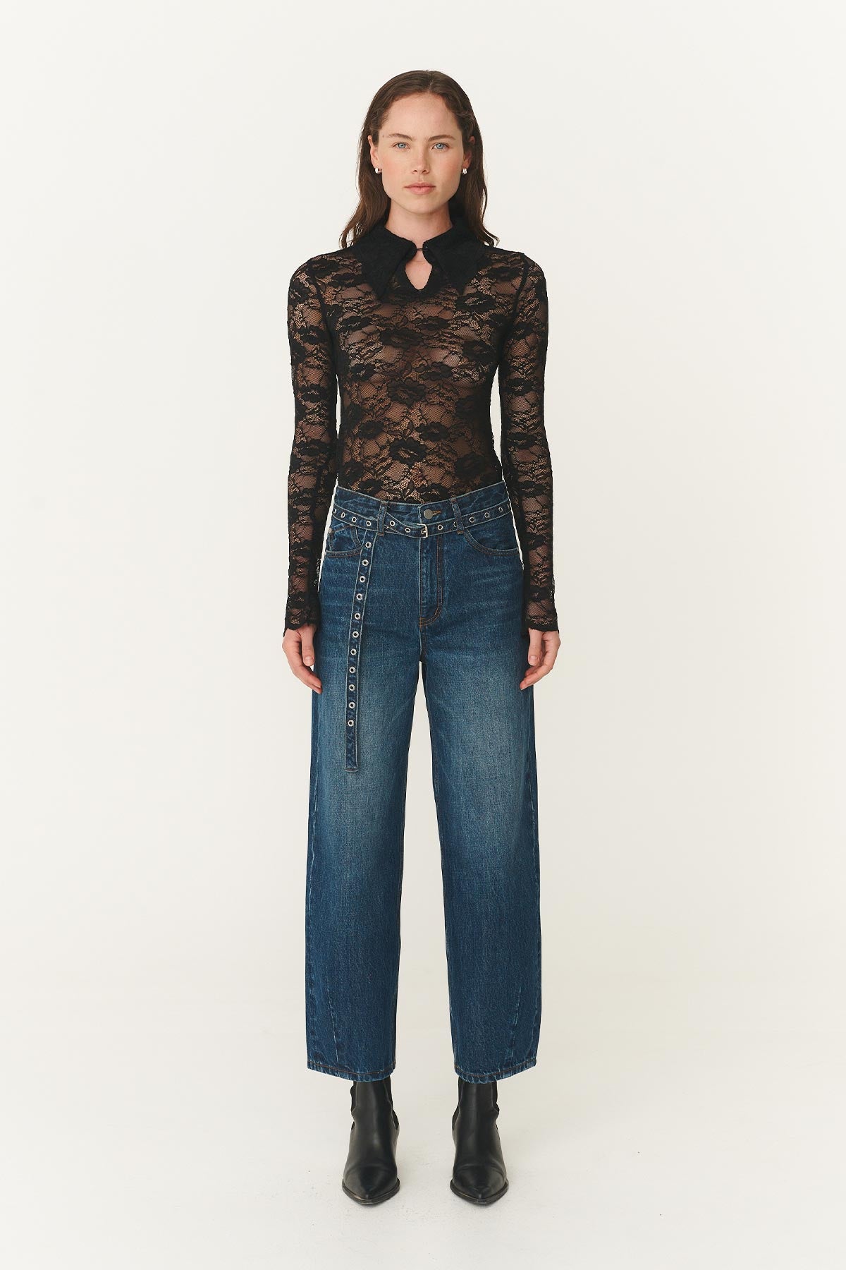 Rowie heritage barrel leg jeans in classic indigo shot 2