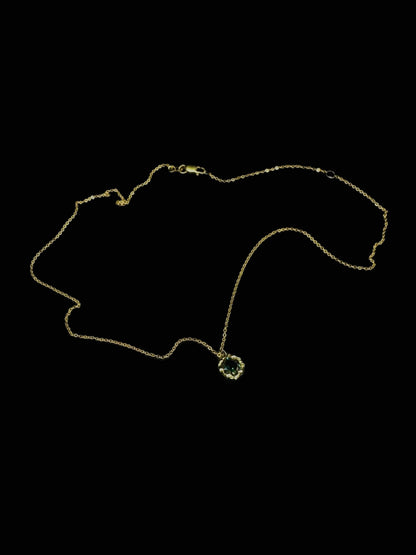Sacral necklace 9ct yellow gold with green tourmaline full length