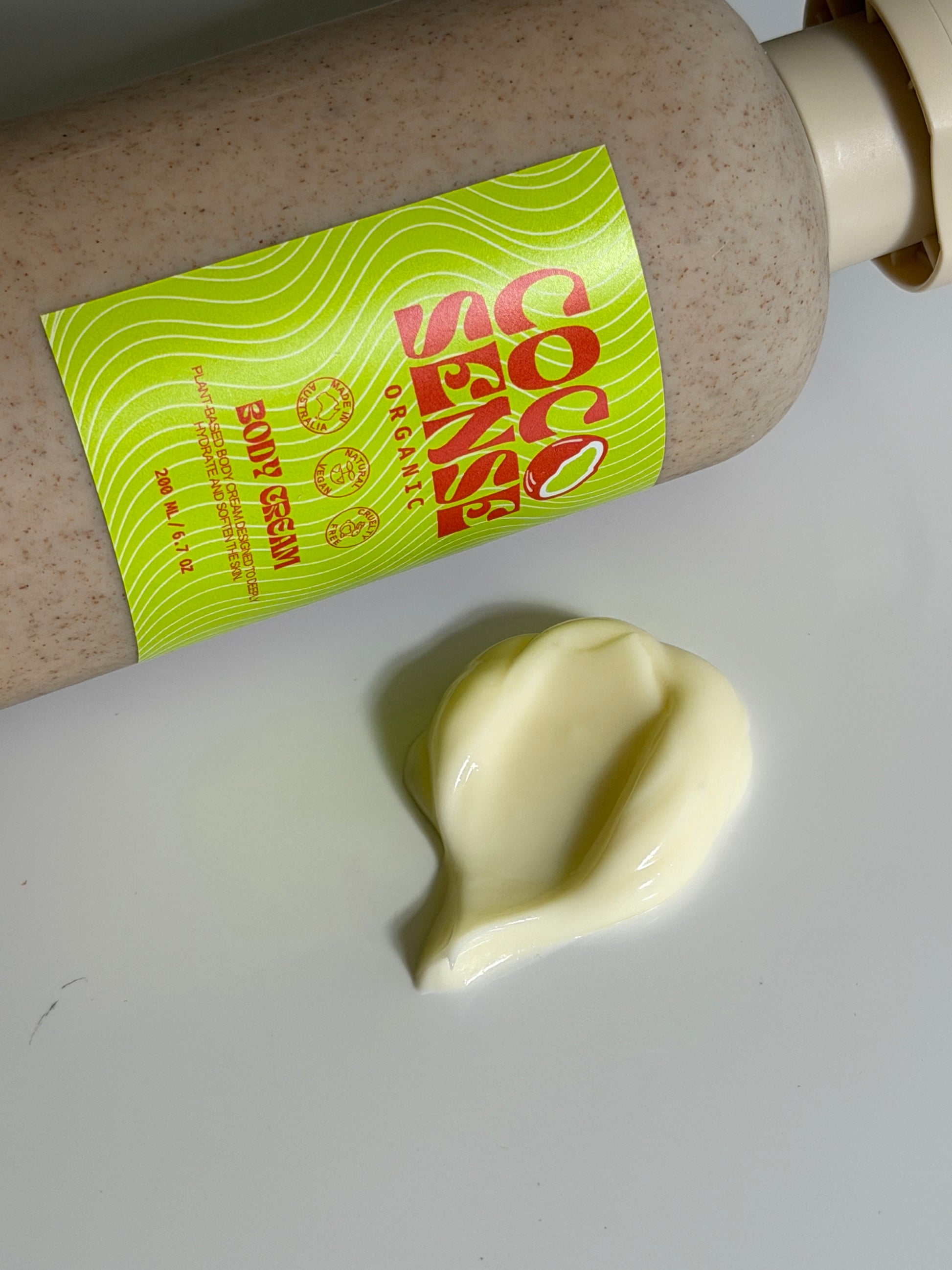 Coco Sense organic body cream bottle and cream