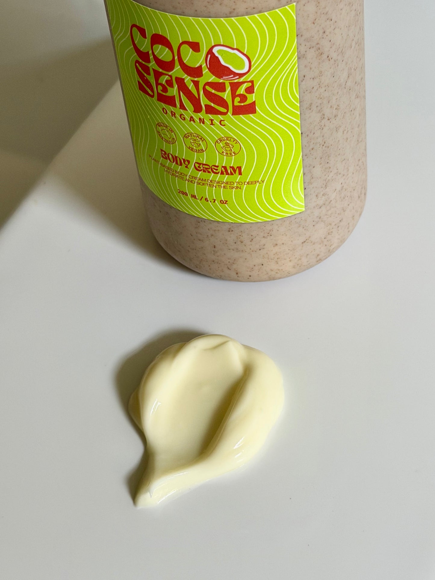 Coco Sense organic body cream bottle and cream 2