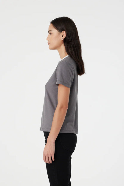 Outland Denim Ivy tee in charcoal side on