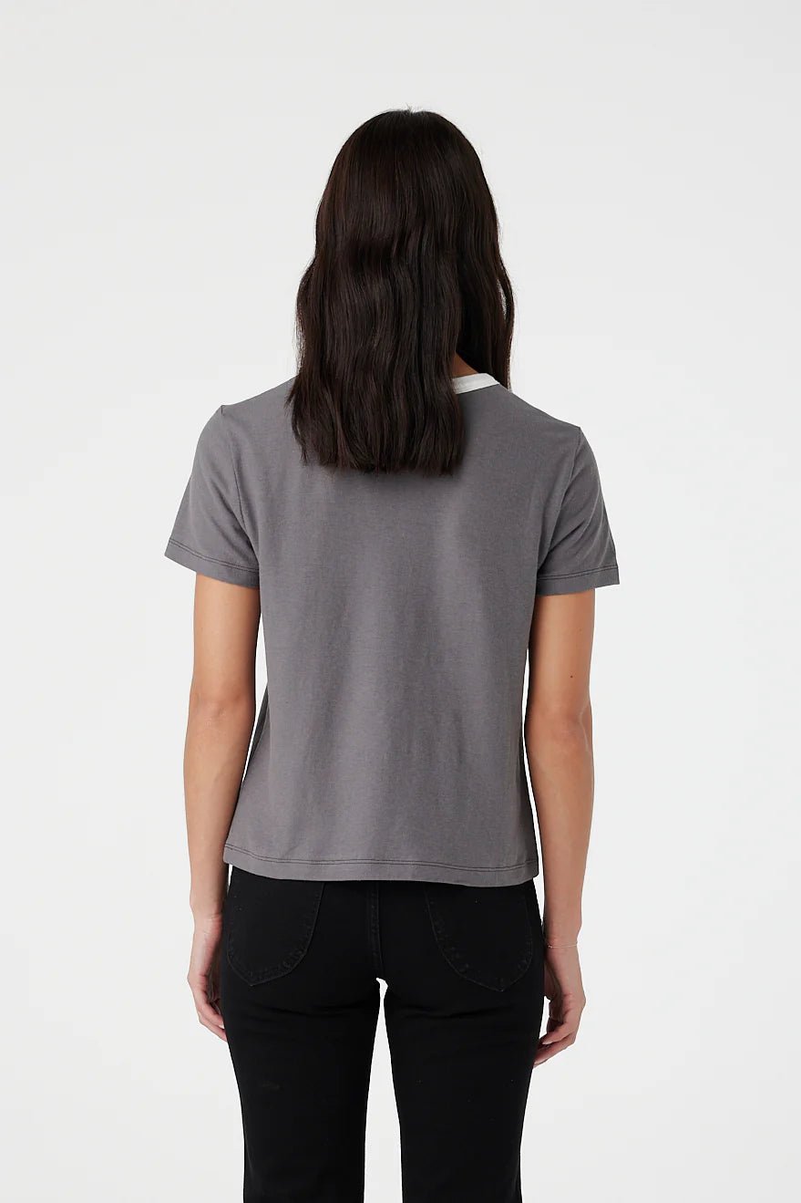 Outland Denim Ivy tee in charcoal back shot