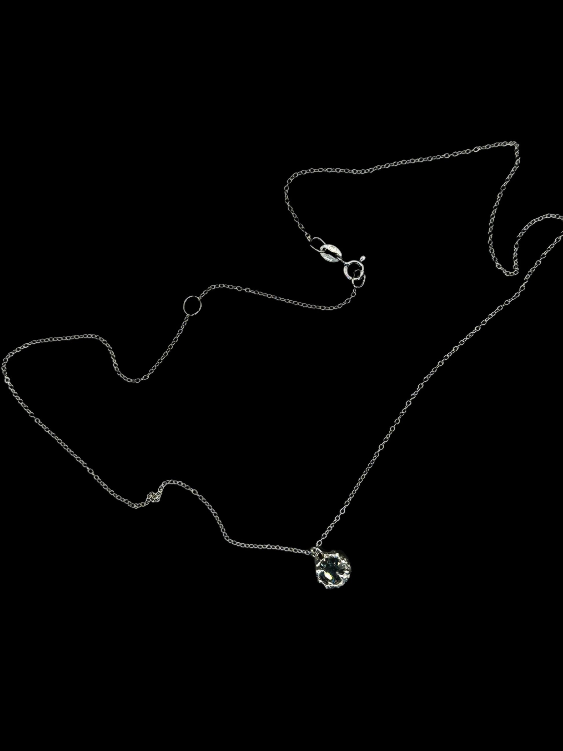 Karlek sterling silver necklace with green tourmaline gemstone full length chain