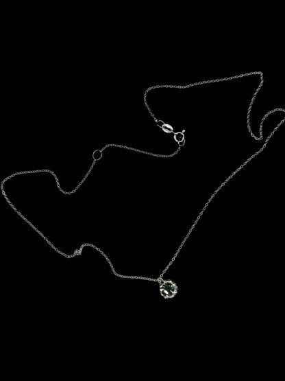 Karlek sterling silver necklace with green tourmaline gemstone full length chain