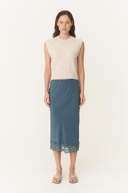 Rowie quinn merino knit vest in oat marle 1