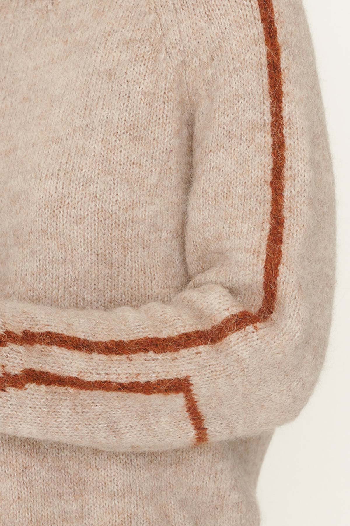 Rowie Lana knit jumper in fawn close up sleeve detail