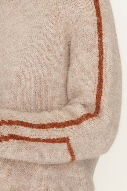 Rowie Lana knit jumper in fawn close up sleeve detail
