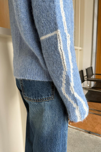 Rowie Lana Knit Jumper in Sky Blue close up 2