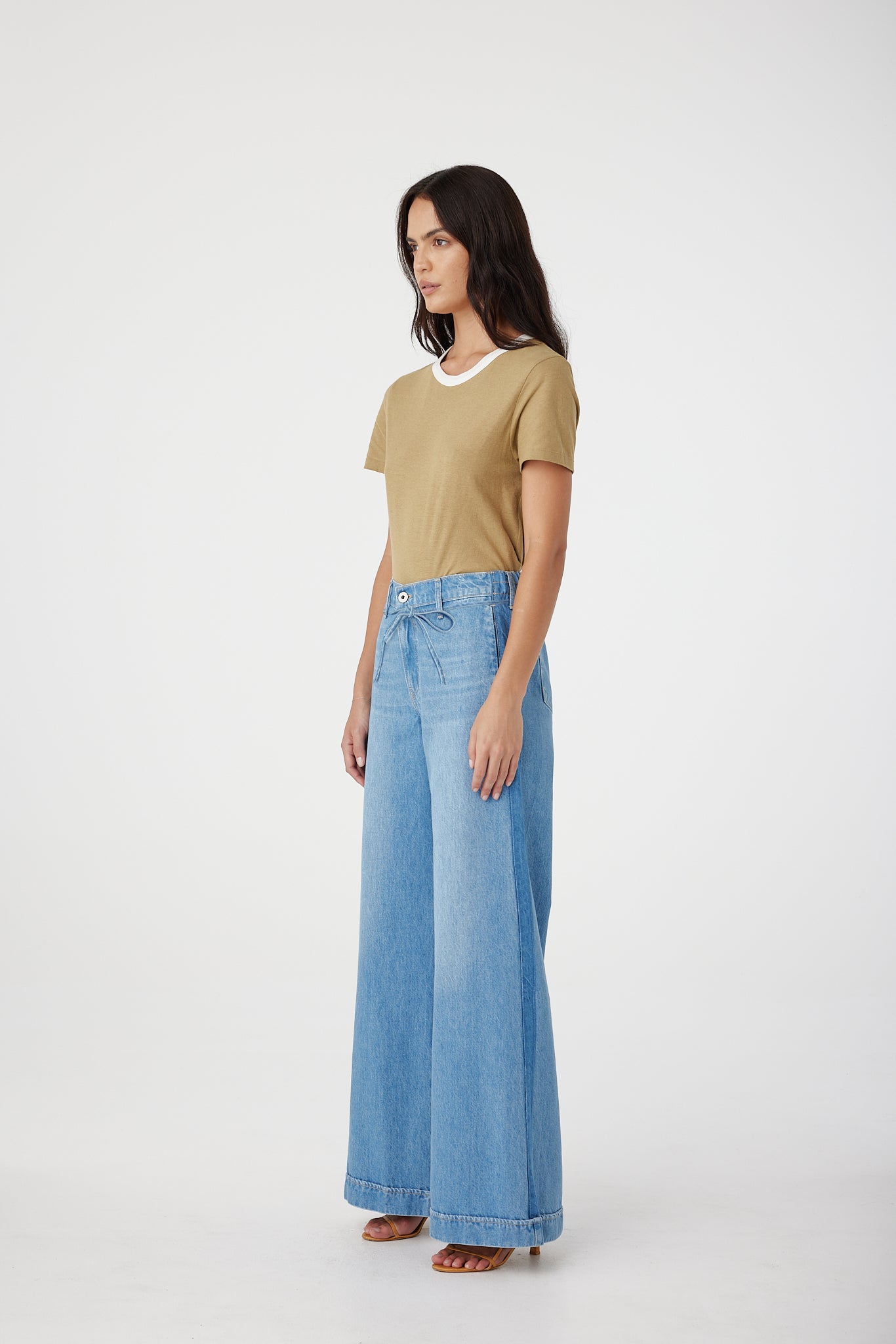 Outland Denim Lotus Pants in bluejay with tie side 1