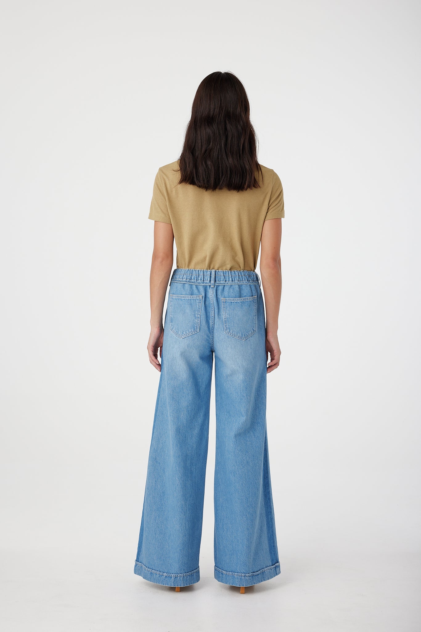 Outland Denim Lotus Pants in bluejay with tie back shot