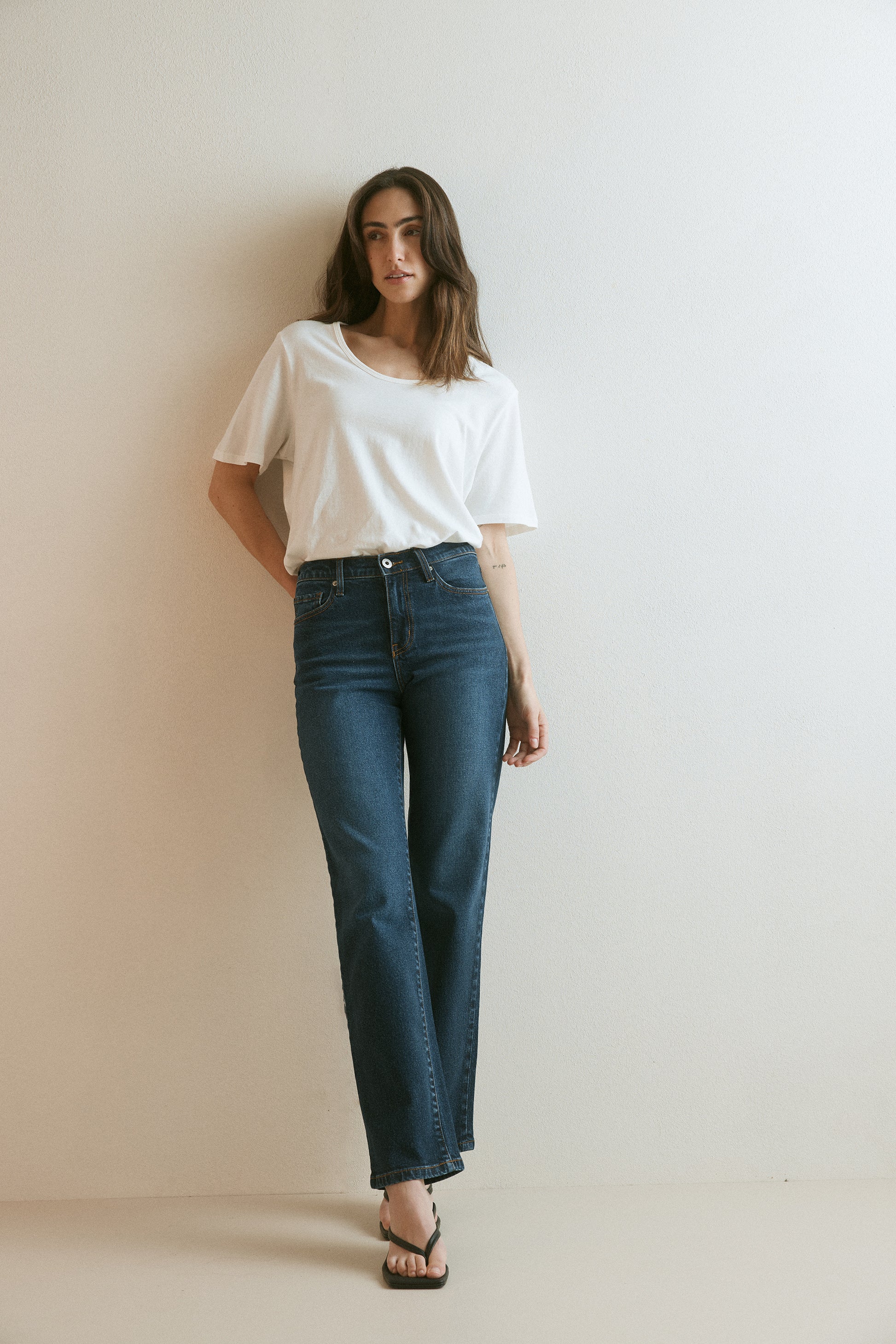 Outland Denim Lucy tee in white tucked 3
