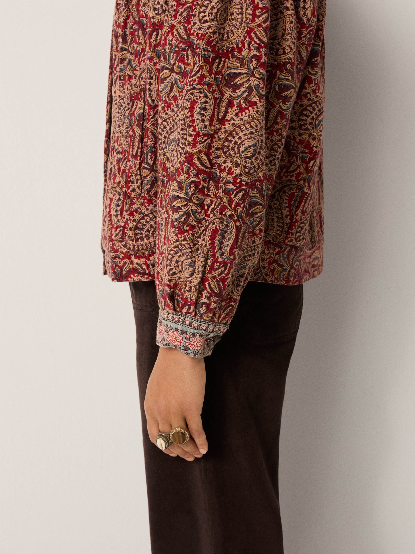 Maison Hotel Olivia Jacket in Johnny Walker close up of cuff