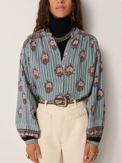 Maison Hotel Omara Blouse in cerulean blue 3