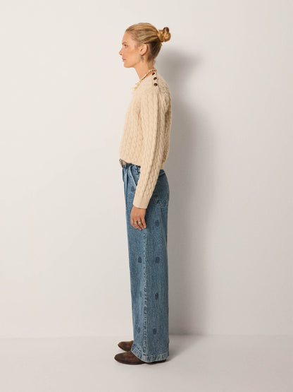Maison Hotel Paco Pants in Hamptons blue side on