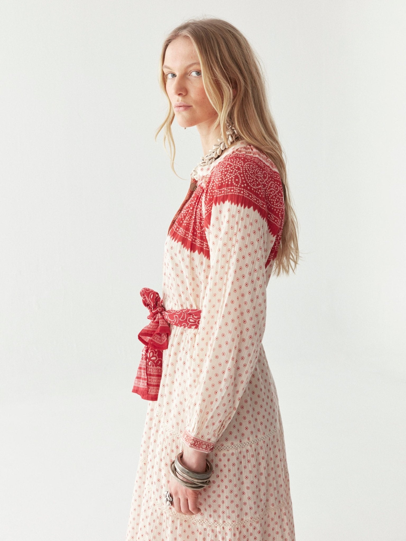Maison Hotel Triana Dress – Passion Red on model close up side on