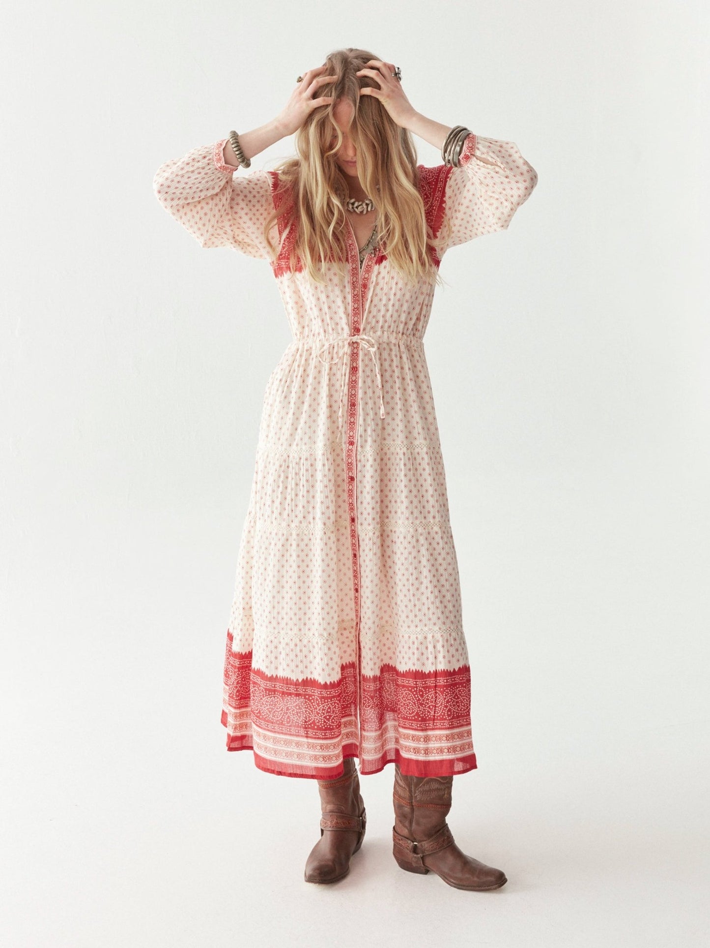 Maison Hotel Triana Dress – Passion Red on model 3