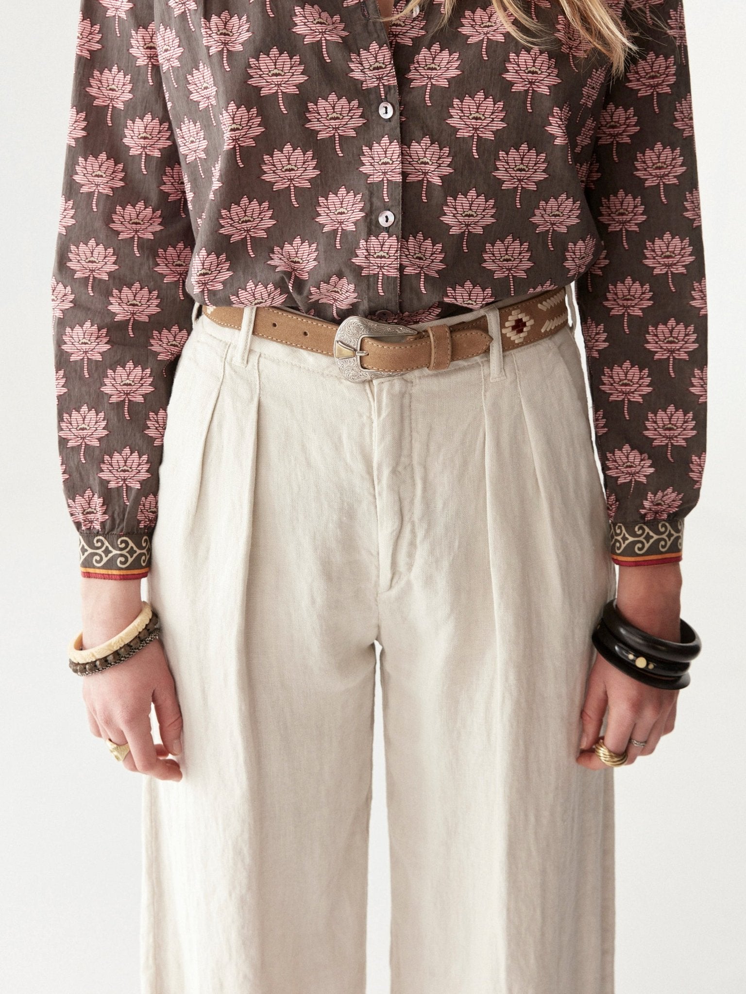 Maison Hotel Cohen Blouse – Lotus Mondrian on model close up 