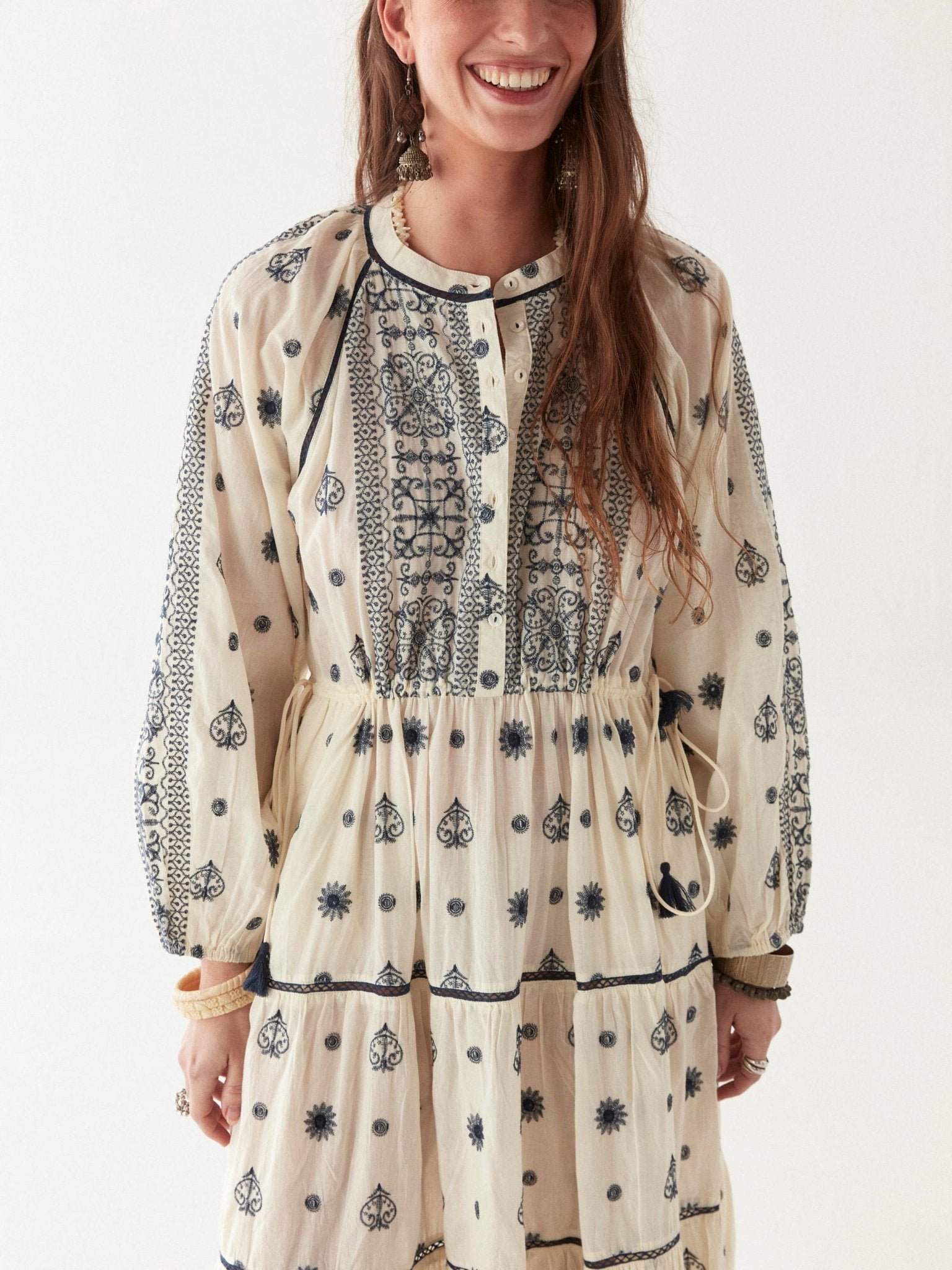 Maison Hotel Caroline Dress in off white close up 2