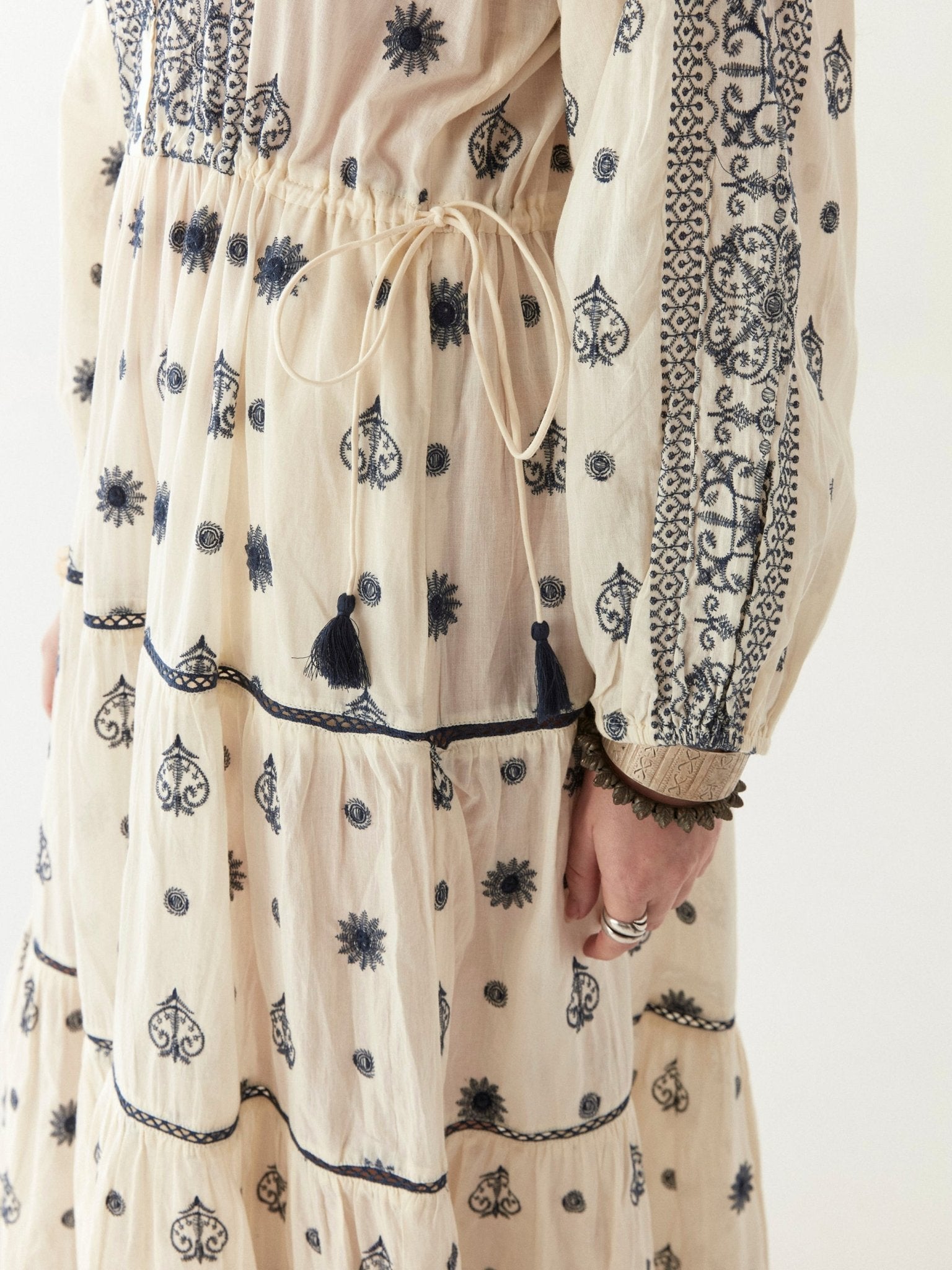 Maison Hotel Caroline Dress in off white close up 