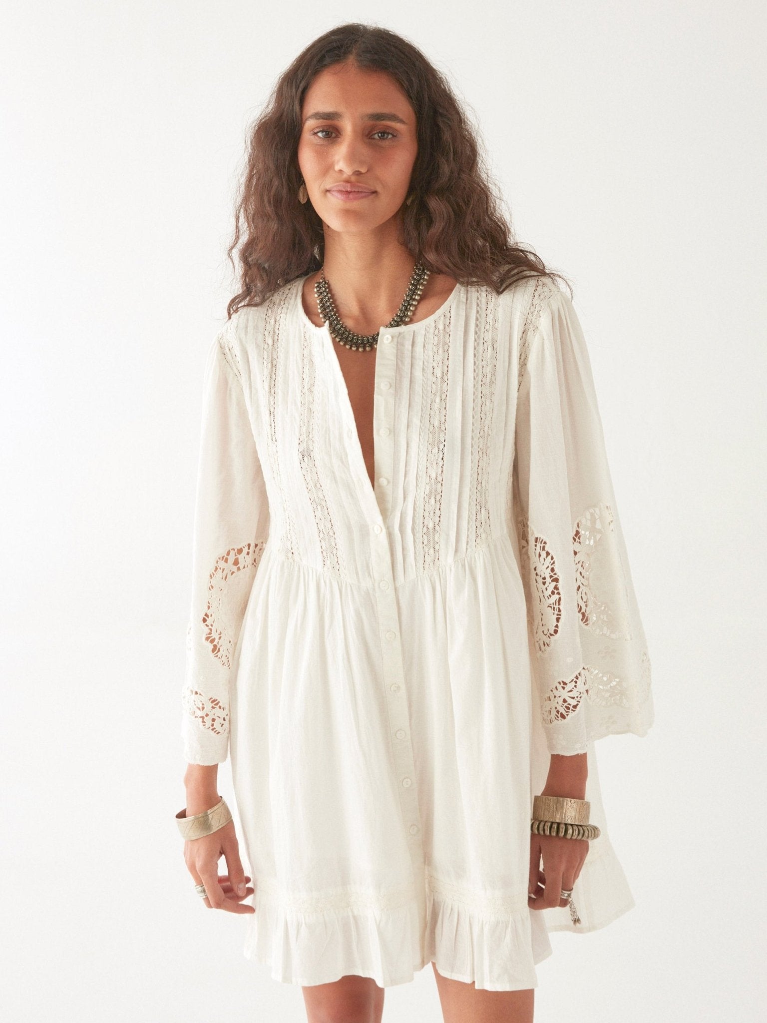 Maison Hotel Clementine Dress in White Lilies 2