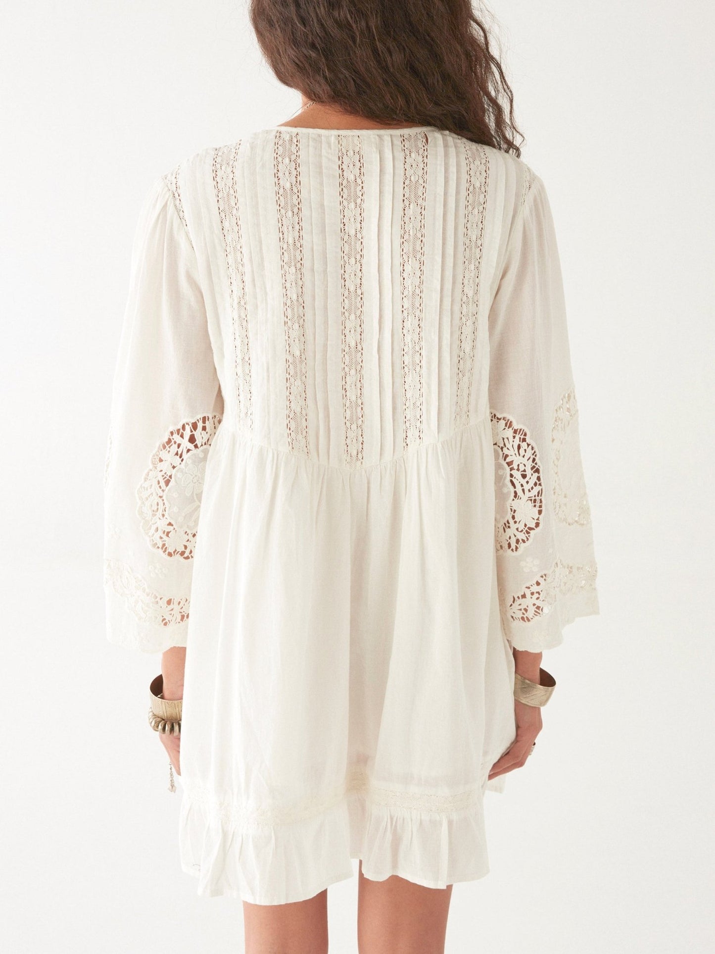 Maison Hotel Clementine Dress in White Lilies back shot