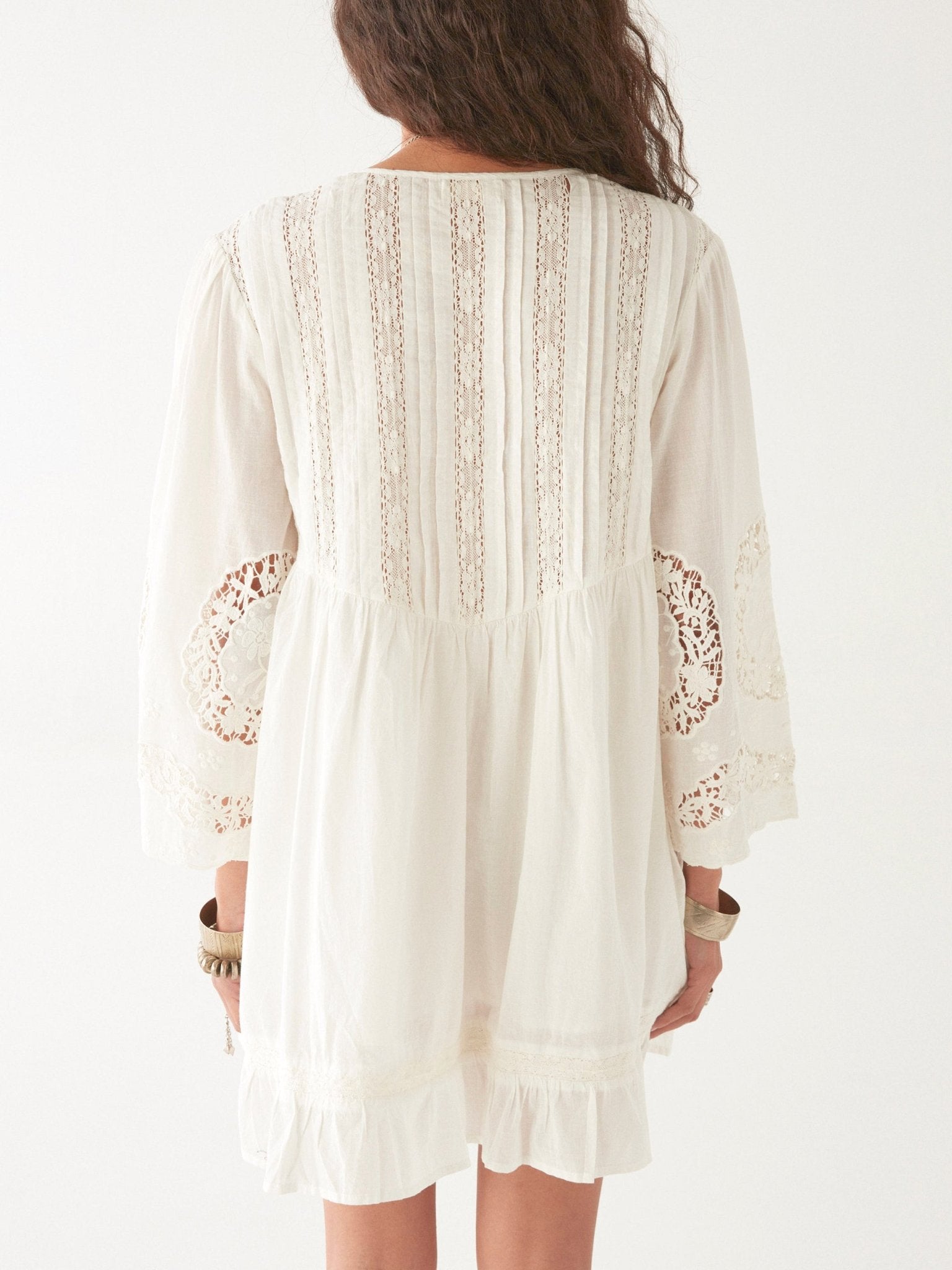 Maison Hotel Clementine Dress in White Lilies back shot