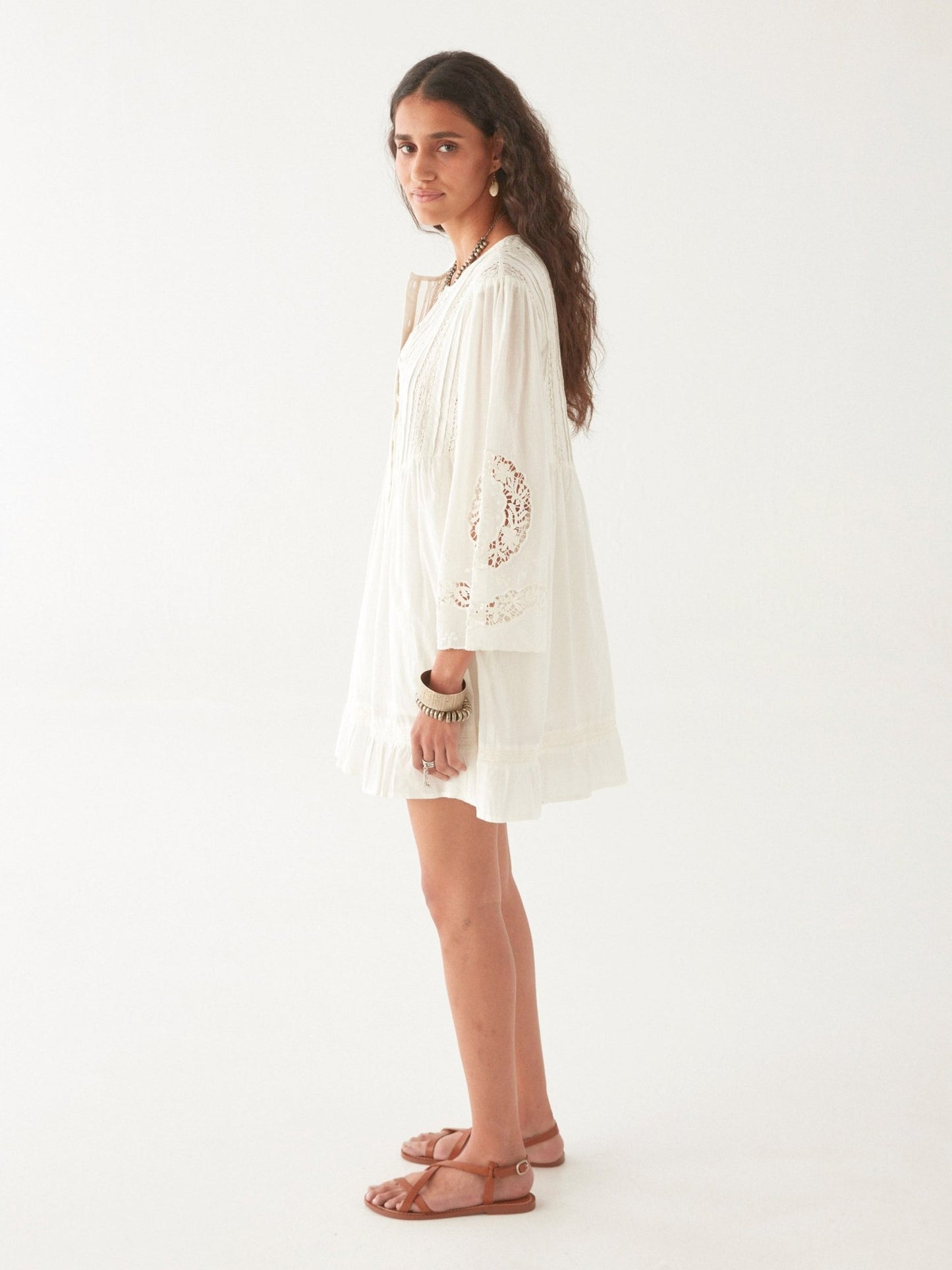 Maison Hotel Clementine Dress in White Lilies side shot