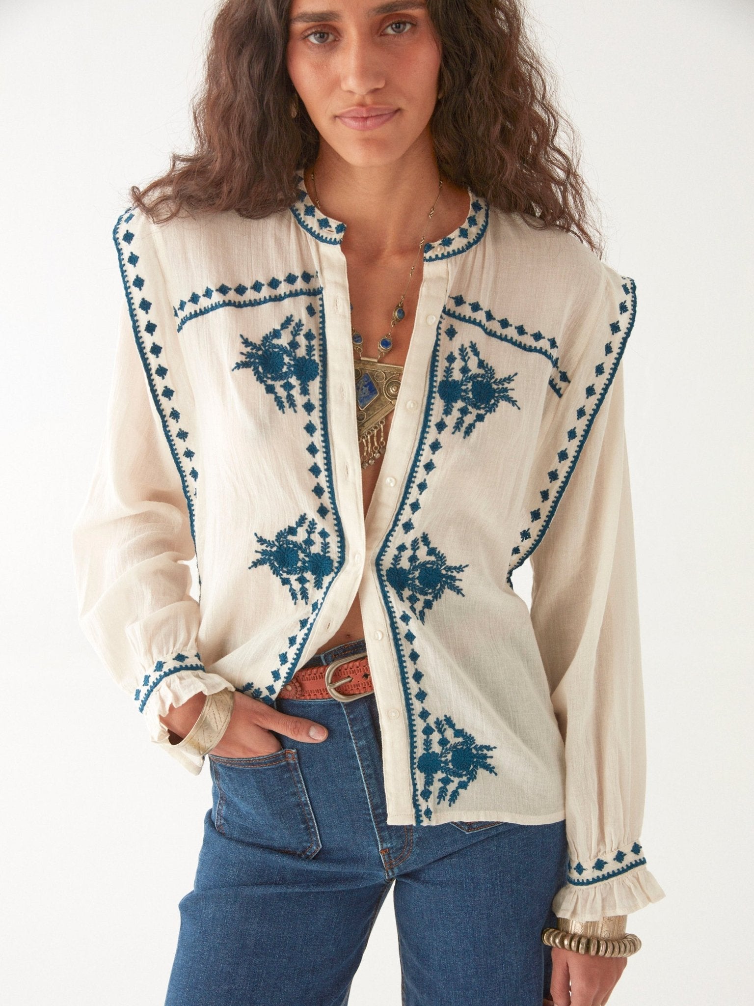 Maison Hotel Philippa Blouse in Panna Cotta image 2