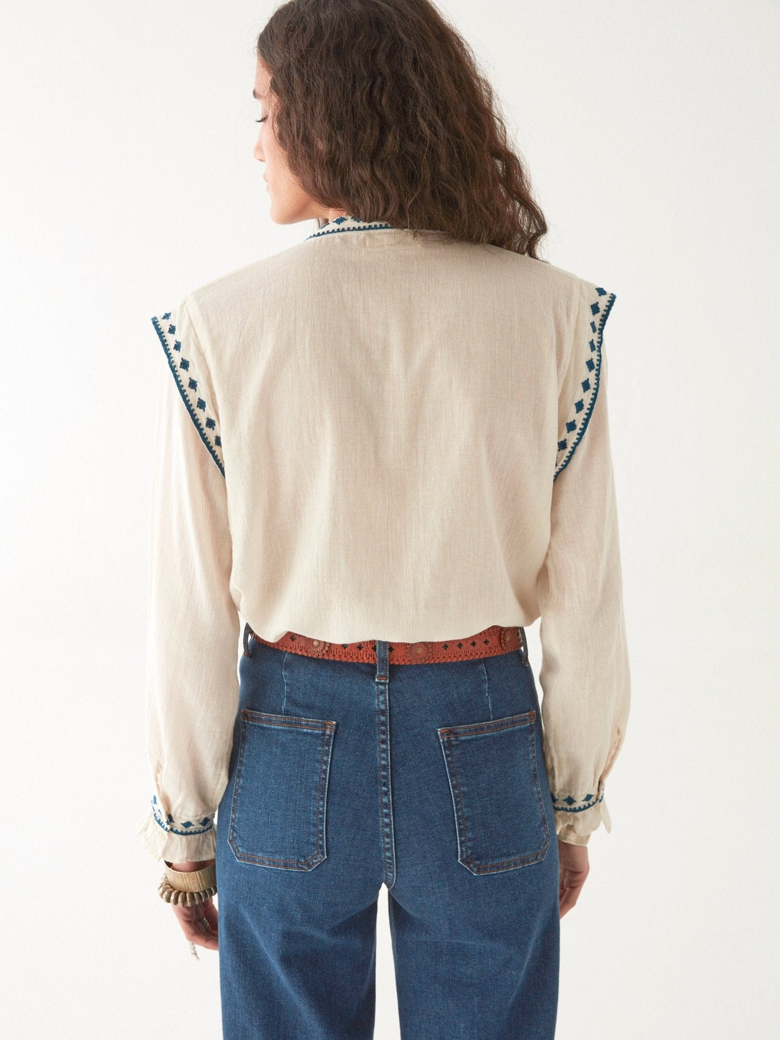 Maison Hotel Philippa Blouse in Panna Cotta back shot close up