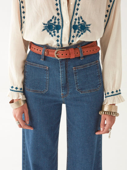 Maison Hotel Philippa Blouse in Panna Cotta front close up waist