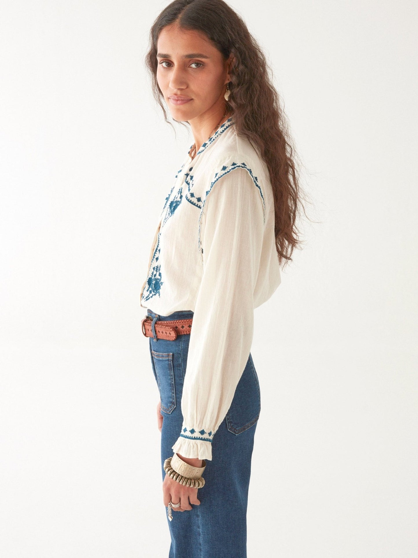 Maison Hotel Philippa Blouse in Panna Cotta side on shot