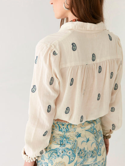 Maison Hotel Dylan Blouse in ivory back shot