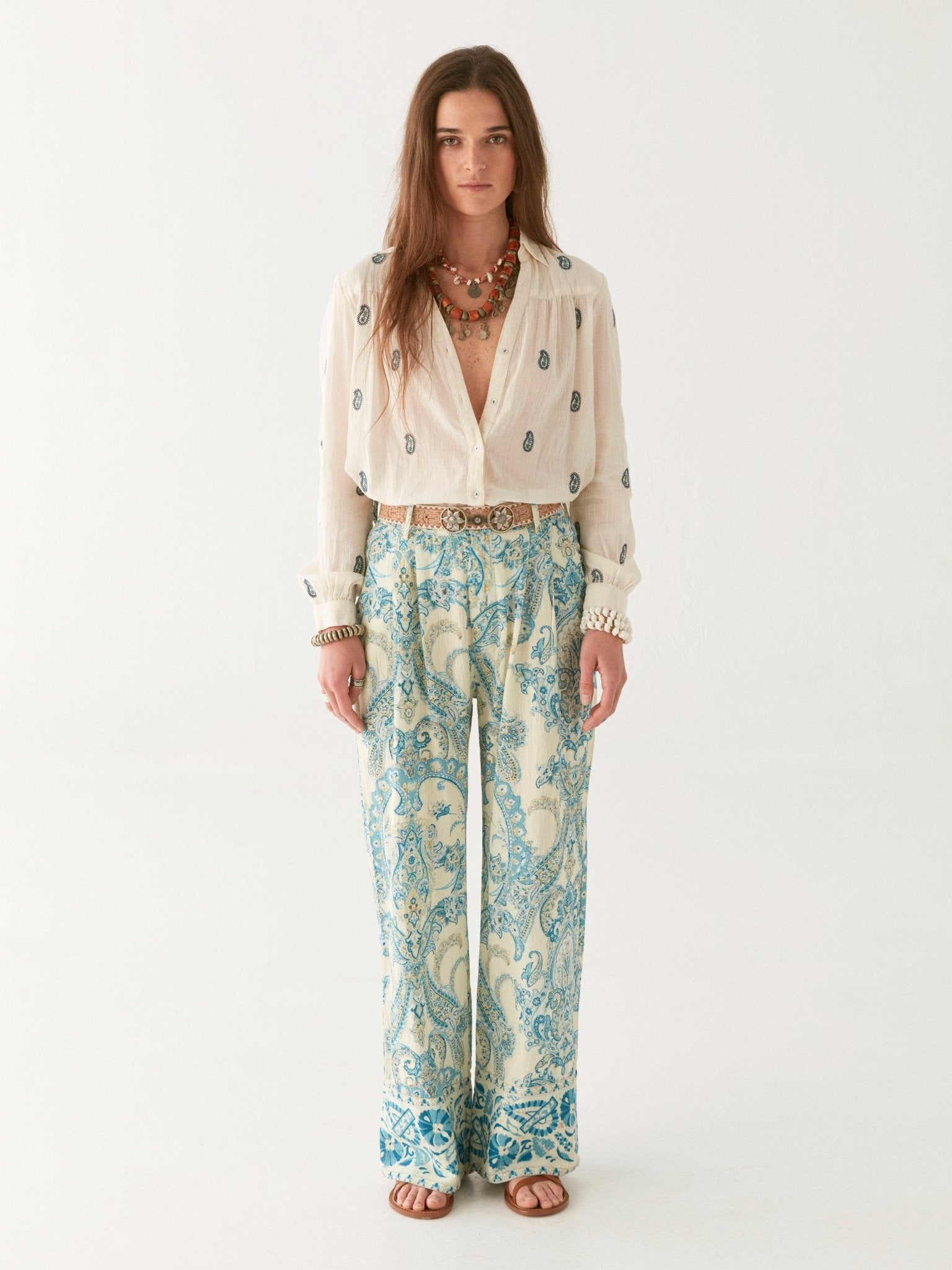 Maison Hotel Dylan Blouse in ivory full length