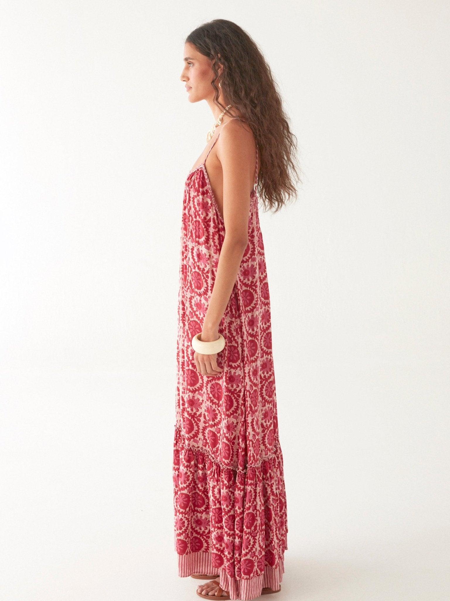 Maison Hotel Valeria Dress in Flamingo Grooves side on